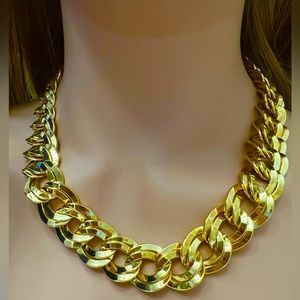 Vintage 1980s double link gold tone necklace, EUC
